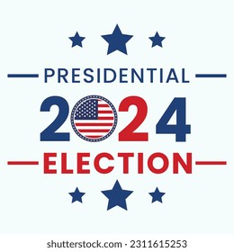 2024 United States of America Presidential Election banner. Election banner Vote 2024 with Patriotic Stars.