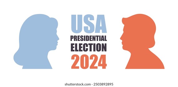 2024 United States of America Presidential Election. Political debates concept with candidates. Vector illustration in flat style