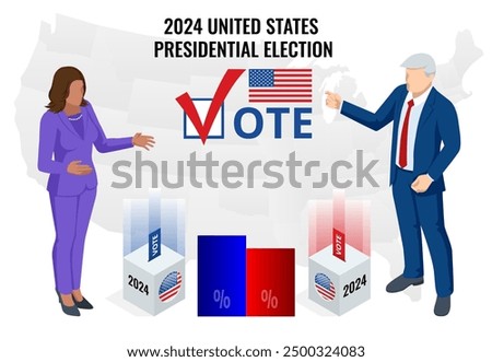 2024 United States of America Presidential Election banner. 2024 United States of America Presidential Election banner. Voting on 2024 presidential Election. Republicans, democrats