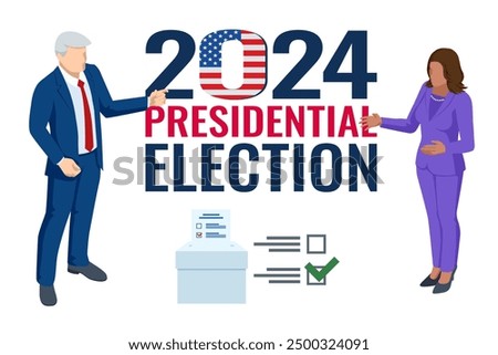 2024 United States of America Presidential Election banner. 2024 United States of America Presidential Election banner. Voting on 2024 presidential Election. Republicans, democrats