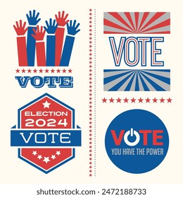 2024 United States Election   motivational phrases to encourage voting in the November 2024 election. Saving Democracy, for web banners, cards, posters, stickers, social media