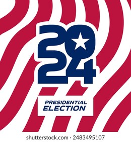 2024 US Presidential Election Design element: Patriotic Design for Campaign Materials. Bold Red, White, Blue Graphics with Star. Perfect for Political Advertising, News Media, and Electoral Coverage.