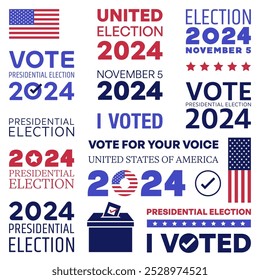 Gráficos e símbolos de votação presidenciais dos EUA de 2024 definidos