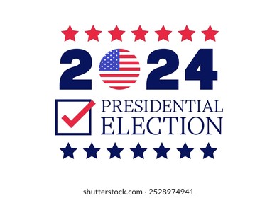 Afiche de las elecciones presidenciales de Estados Unidos de 2024 con estrellas y Ilustración vectorial de la bandera estadounidense