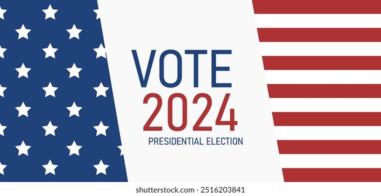 2024 USA Presidential Election with stars and stripes background.