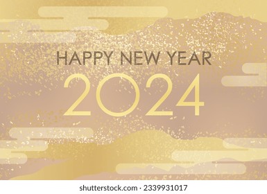 2024 Vector New Year Card Template With Text Space Decorated With Abstract Japanese Vintage Patterns.