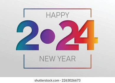 2024 vector on paper cut background. 2024 vector concept. Festive numbers design. Lettering 2024 vector concept EPS 10