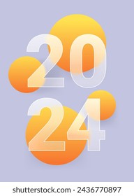 2024 vertical glass morphism banner. Vector illustration