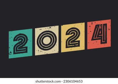 2024 vintage retro new year celebration celebration editable Free Vector Image