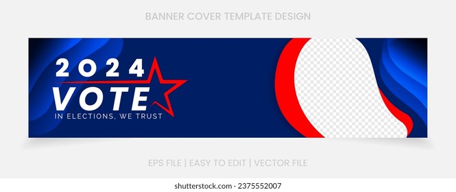 2024 vote red green color template banner cover social media with picture replacement