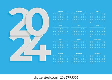  2024 wall calendar blue template a full page design vector