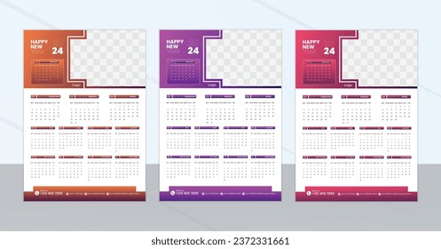 2024 Wall Calendar Design, Wall Calender Design Template 2024, wall calendar template design, Wall calendar 2024.