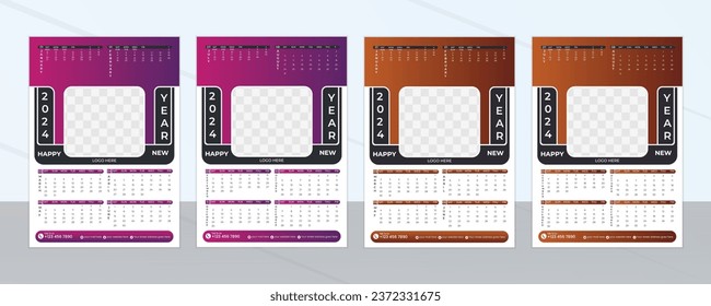 2024 Wall Calendar Design, Wall Calender Design Template 2024, wall calendar template design, Wall calendar 2024.
