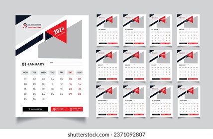 2024 wall calendar design template