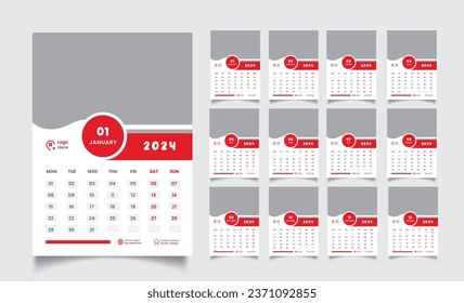 2024 wall calendar design template