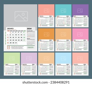 2024 Wall calendar design template