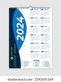 2024 Wall calendar Design template 