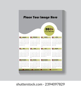 2024 wall calendar design, wall calendar design template , simple, clean, minimalist style wall calendar 