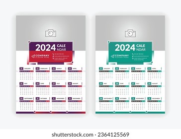 2024 Wall Calendar Modern Simple Design Corporate Business Annual Planner Template Set, Week Starts On Monday.