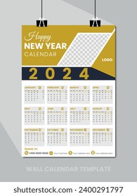 2024 wall calendar template a full page design vector.