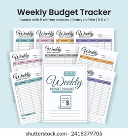 2024 weekly budget tracker vector illustration