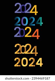 2024 escrito en diferentes colores y gradientes.