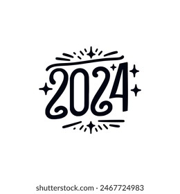 2024 year amazing sticker tshirt label vector illustration template design