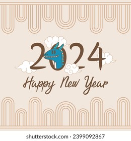 2024 Año del Dragón Azul, lleno de felicidad