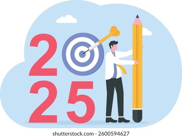 2024 year business target, new year resolution or challenge to achieve goal, aim for business success, growth or motivation to succeed concept

