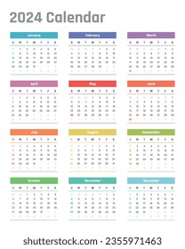 2024 year calendar, calendar design for 2024 starts sunday