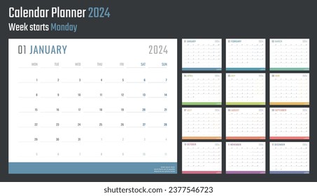 2024 year calendar, calendar design for 2024 starts monday