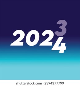 "2024" Year Changing Vector illustration design with a blue winter theme featuring light and dark blue gradients. Editable EPS file. 