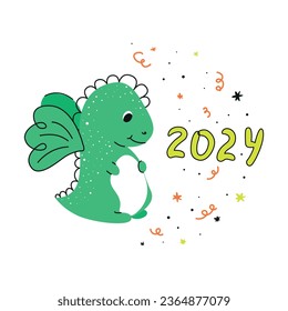  2024, year of the dragon, cute dragon, new year 2024, year of the green wooden dragon