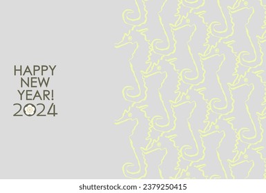 2024 Year of the Dragon Japanese New Year's card Seahorse pattern