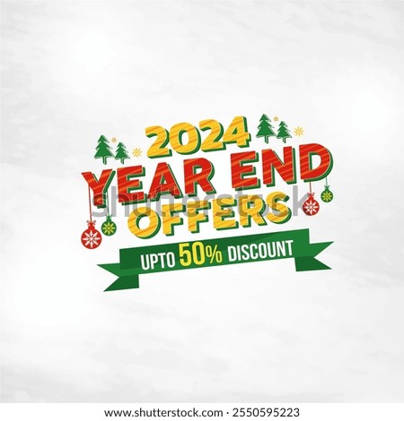 2024 Year End Offers Logo Unit Red and Green Vector Typography