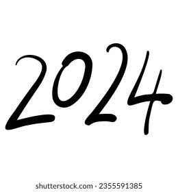 2024 year. Handwriting 2024 numbers. Vector illustration.