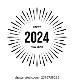 2024 año. Feliz Año Nuevo 2024 vector. Ilustración vectorial de diseño numérico 2024. Afiche de Año Nuevo 2024 con fuegos artificiales. plantilla de diseño similar.