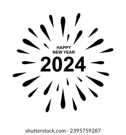 2024 year. Happy New Year 2024 vector. 2024 number design vector illustration. 2024 New Year poster with fireworks. similar design template.