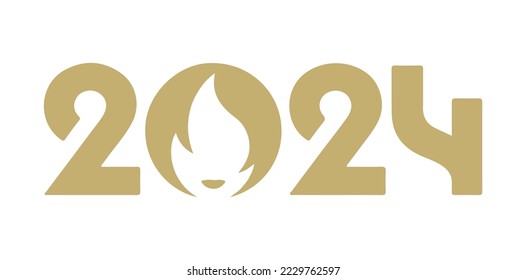 2024 year icon logo vector template gold isolated white background sign symbol graphic design