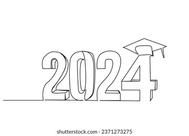 2024 year letter sign icon graduation celebration graduation cap university line art design