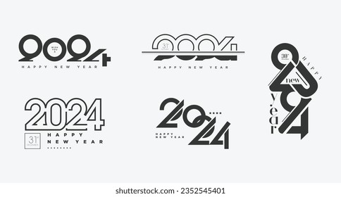 2024 year number design with very simple flat concept and colors. new year design.