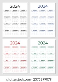 2024 Yearly Calendar Template with a Weekly Start on Sunday
