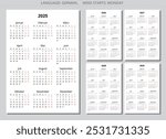 2025, 2026, 2027, 2028, 2029 year vertical german calendars with shadow. Printable vector illustration set for Germany