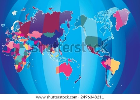 2025, 2026, 2027, 2028, Modern world map gradient blue color  vector, isolated on white background, Infographic, Flat Earth, Globe, Travel worldwide, Map template for web sites, calendar, chart