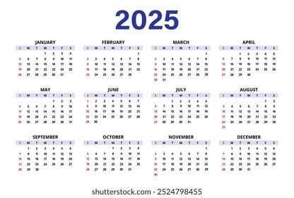 2025 and 2026 corporate design calendar templates, with weeks starting on Sunday, available in vector format. Desk calendar for 2025 and annual calendar template for 2025.