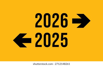 2025 und 2026 Richtungspfeile - Zukunft und Vergangenheit Navigation Vektorgrafik