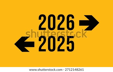 2025 and 2026 Direction Arrows – Future and Past Navigation Vector Illustration