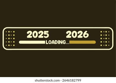 2025 and 2026 Loading Bar with Stars on a Dark Brown Background progress