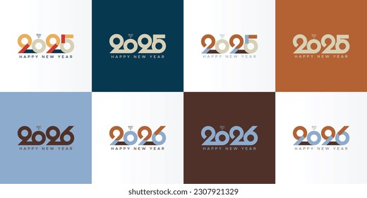 2025 and 2026 typography logo design concept. 2025 and 2026 New year logo for calendar, banner, presentation, cover, poster and media template
