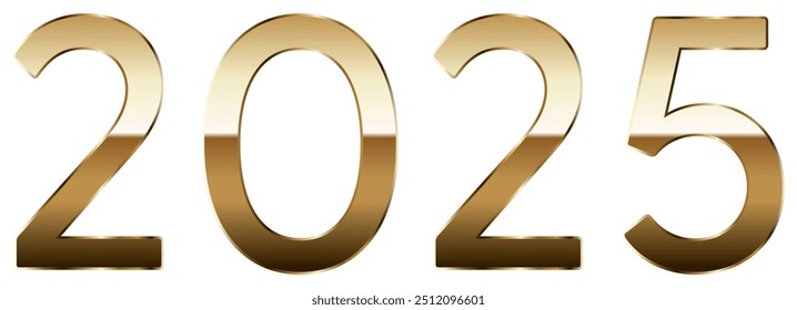 2025 3D ouro número texto isolado